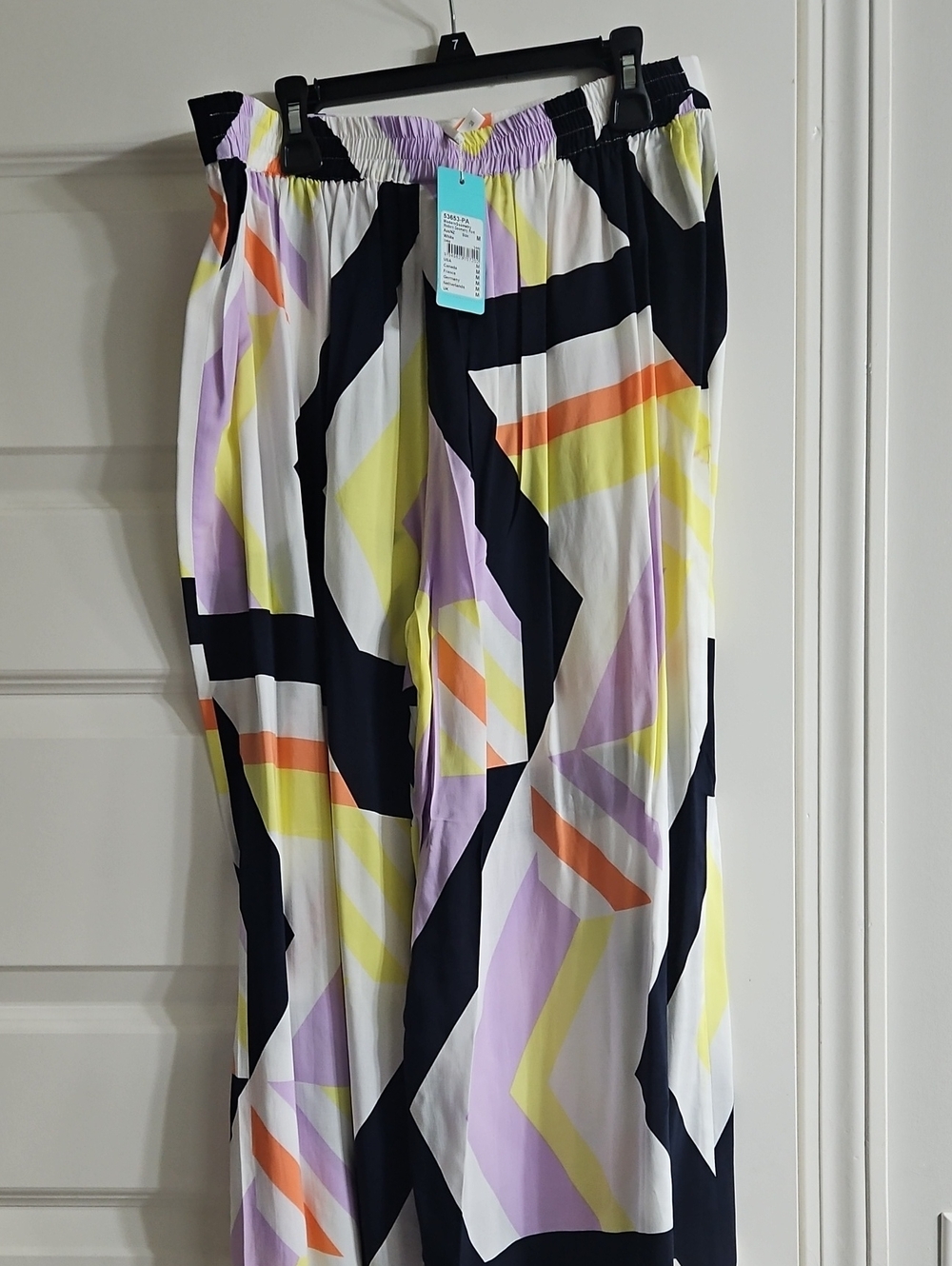 Seafolly Black, Yellow & Lavender Pleated Wide Leg Pants